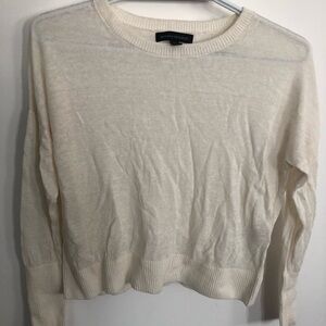 Banana Republic Women's Soft Cream linen mix Crew Neck Sweater